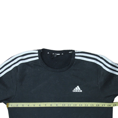 adidas Men's Black Small Crew Neck Pullover Sweatshirt