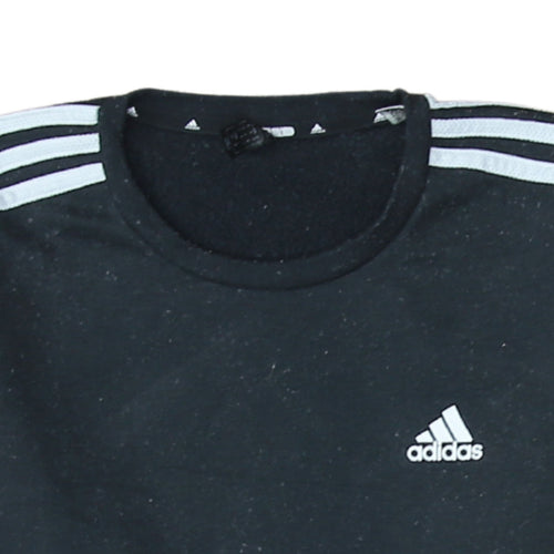 adidas Men's Black Small Crew Neck Pullover Sweatshirt