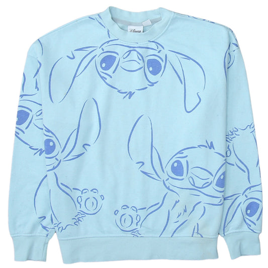 Disney Women XS Blue Stitch Crew Neck Pullover Sweatshirt