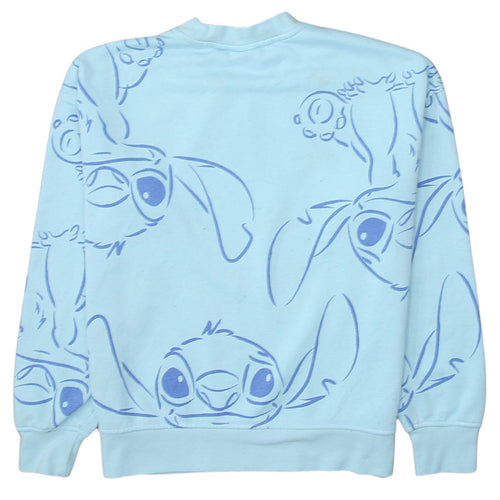 Disney Women XS Blue Stitch Crew Neck Pullover Sweatshirt