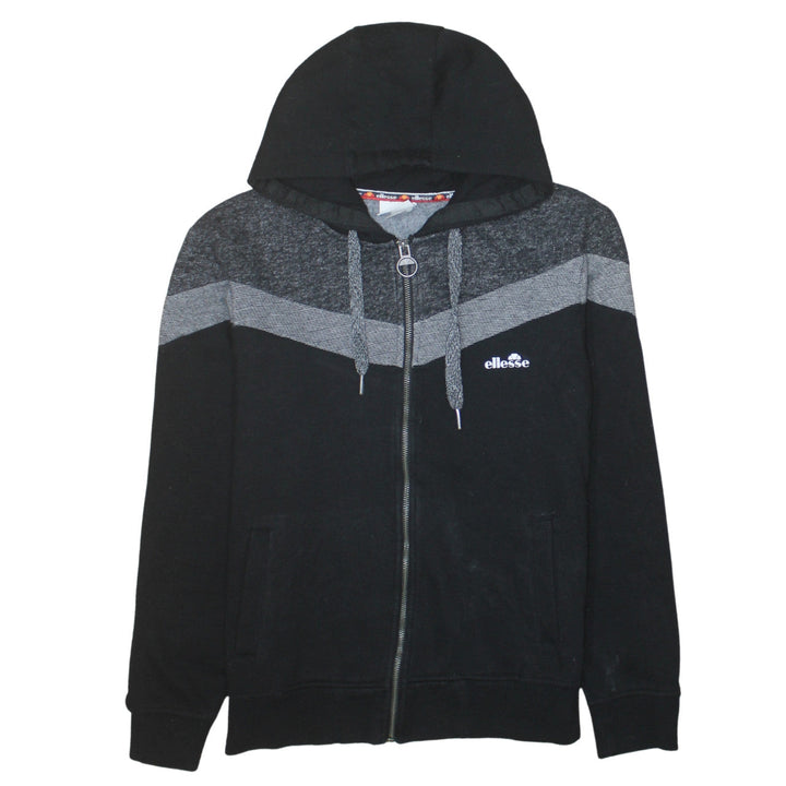 Ellesse Womens Black Full Zip Hoodie Medium Cotton Blend Sportswear