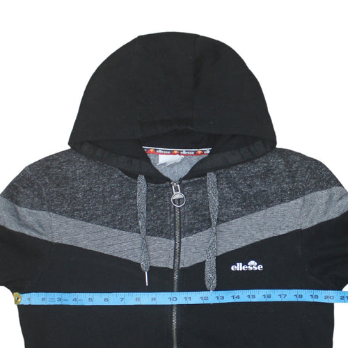 Ellesse Womens Black Full Zip Hoodie Medium Cotton Blend Sportswear