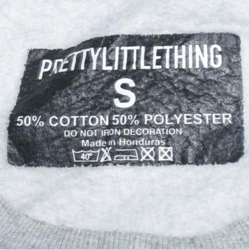 PrettyLittleThing Unisex Grey California Crew Neck Sweatshirt S