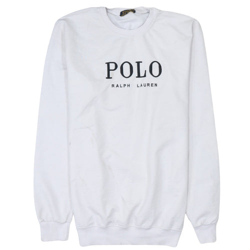 Ralph Lauren Men's White 2XL Pullover Sweatshirt Crew Neck Logo Cotton