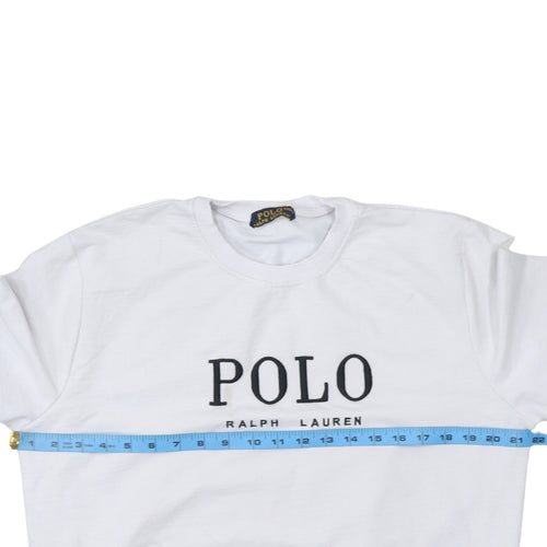 Ralph Lauren Men's White 2XL Pullover Sweatshirt Crew Neck Logo Cotton