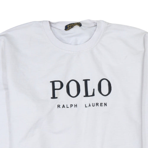 Ralph Lauren Men's White 2XL Pullover Sweatshirt Crew Neck Logo Cotton