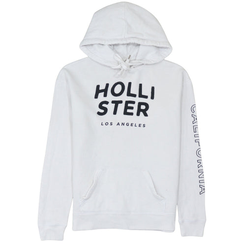 Hollister Men’s White Pullover Graphic Hoodie M Regular Fit