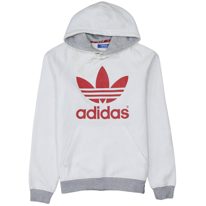 Adidas Women White Hoodie Medium Pullover with Red Trefoil Logo