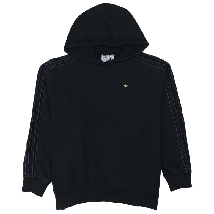 Adidas Women Black Pullover Hoodie Size 8 Relaxed Fit Casual Sweatshirt