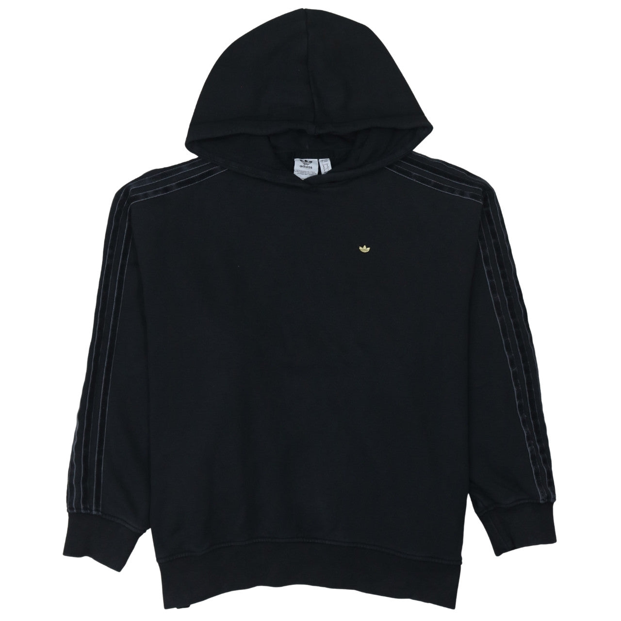 Adidas Women Black Pullover Hoodie Size 8 Relaxed Fit Casual Sweatshirt