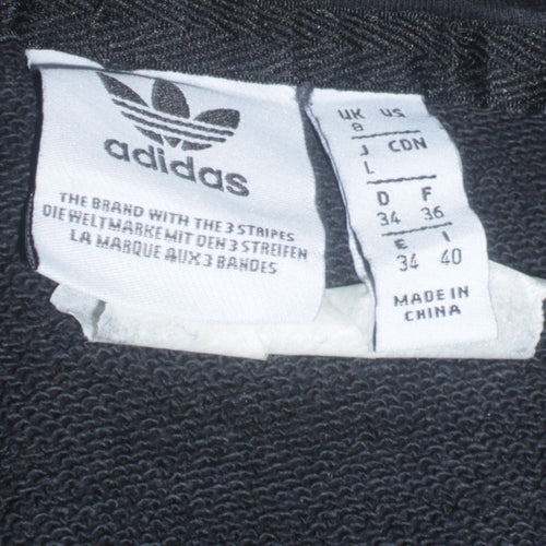 Adidas Women Black Pullover Hoodie Size 8 Relaxed Fit Casual Sweatshirt