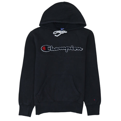 Champion Men's Black Pullover Hoodie Small Embroidered Logo