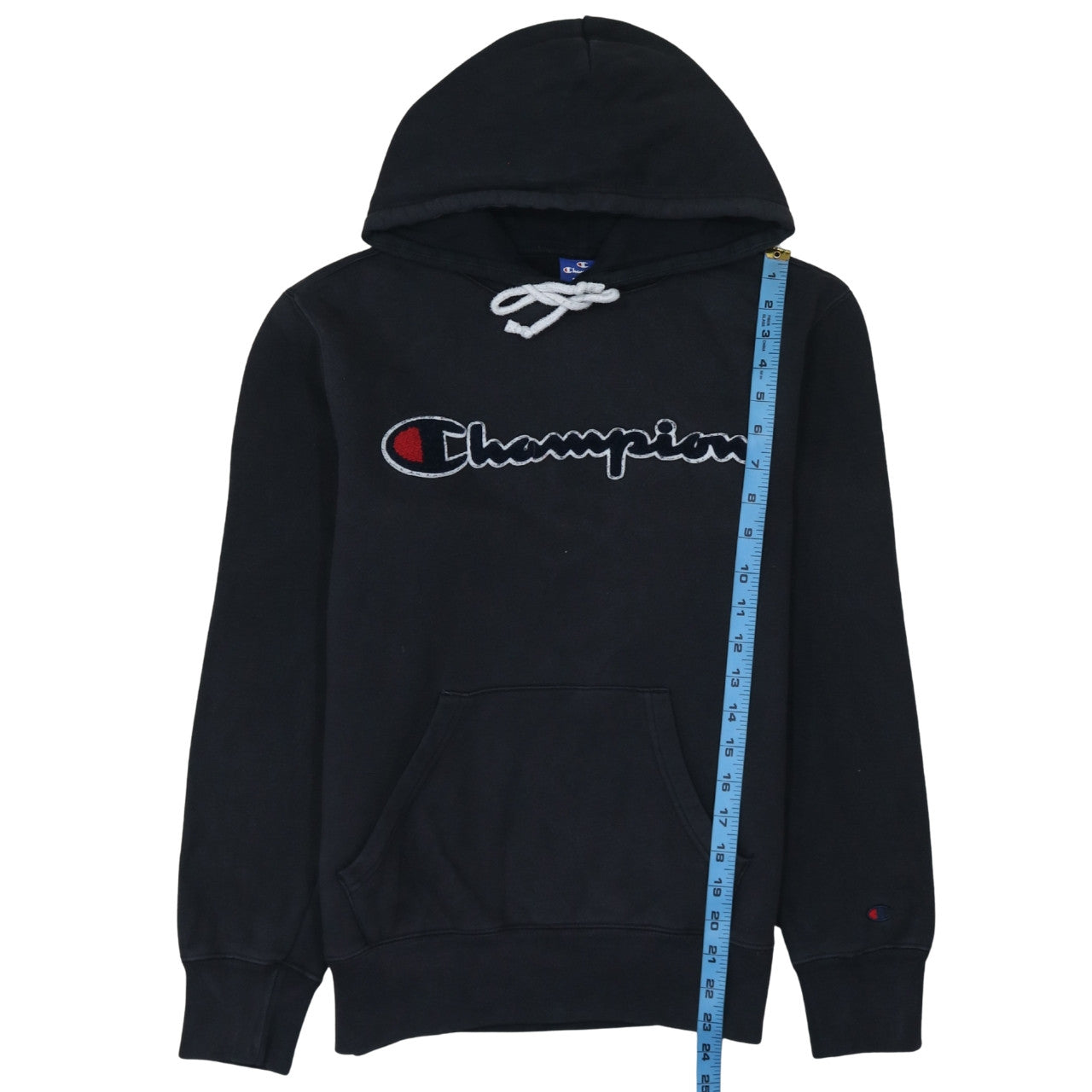 Champion Men's Black Pullover Hoodie Small Embroidered Logo