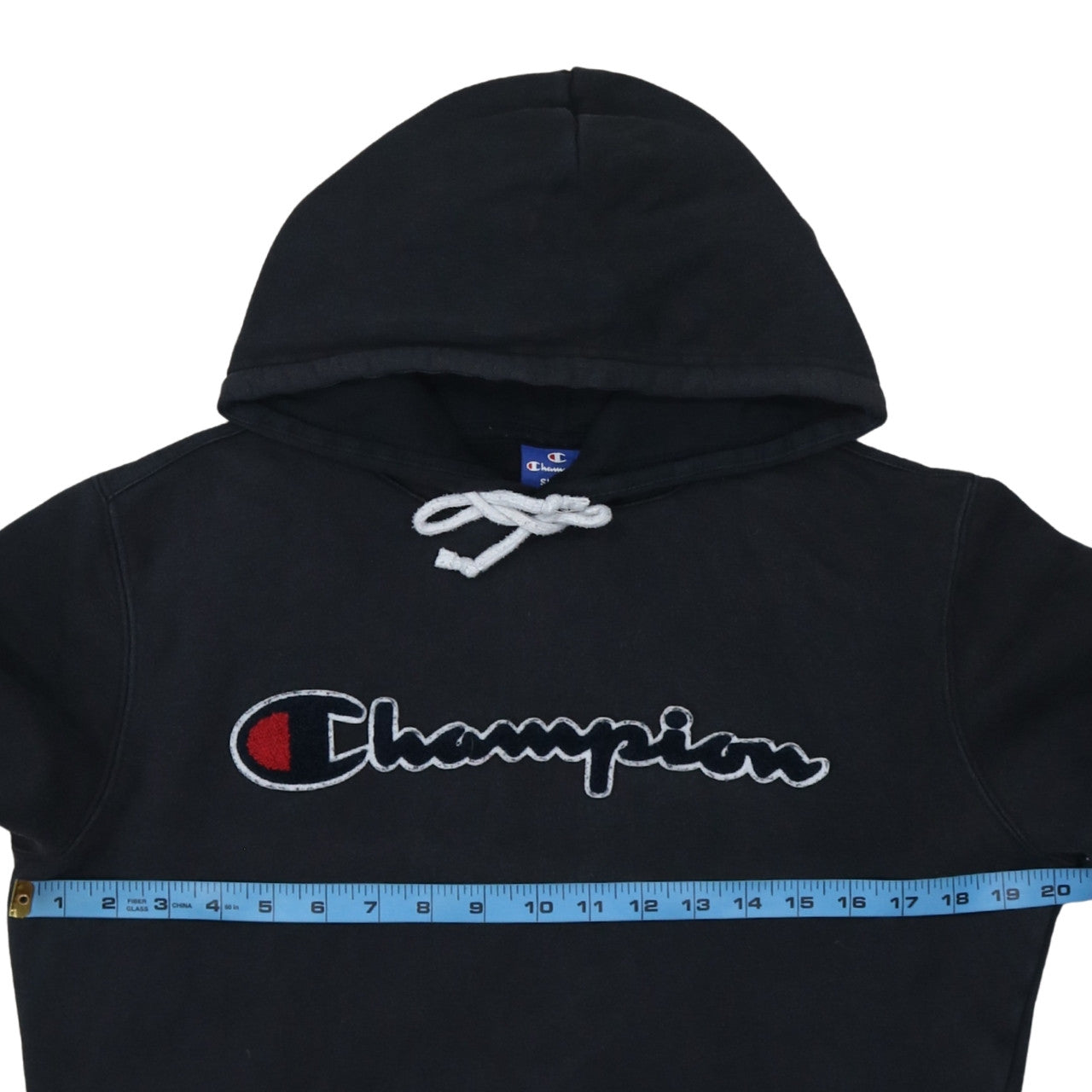Champion Men's Black Pullover Hoodie Small Embroidered Logo