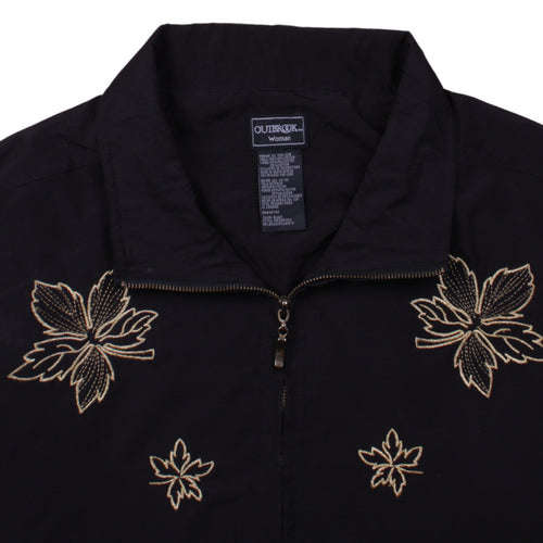 OUTBROOK Black Embroidered Zip-Up Regular Fit Jacket 2XL Unisex