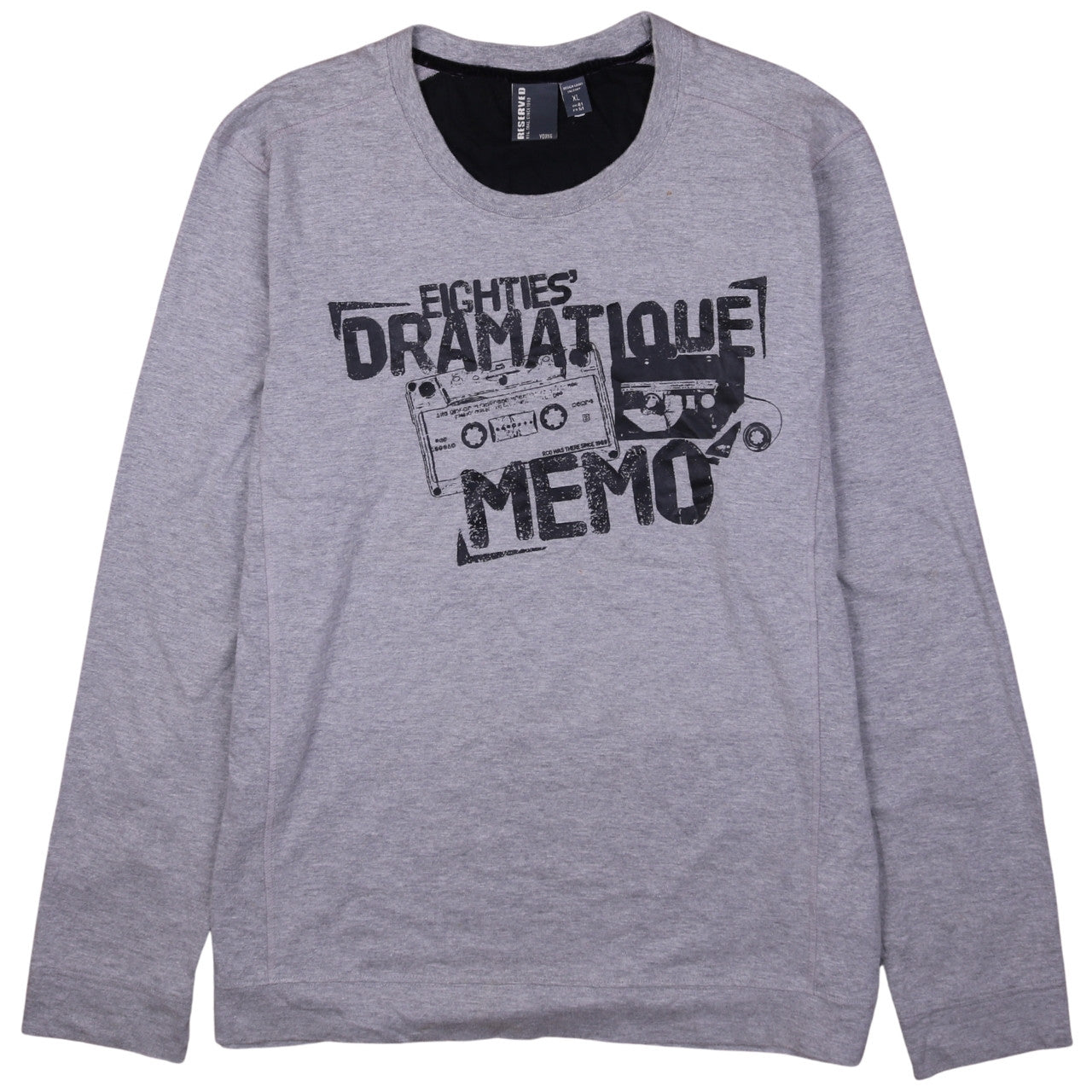 Reserved Men's Grey 80s Graphic Long Sleeve T-Shirt XL