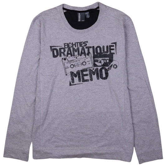 Reserved Men's Grey 80s Graphic Long Sleeve T-Shirt XL