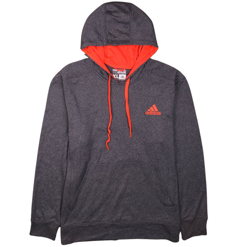 adidas Men's Grey XL Pullover Hoodie with Red Logo and Drawstring