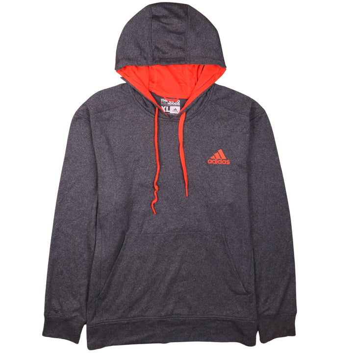 adidas Men's Grey XL Pullover Hoodie with Red Logo and Drawstring