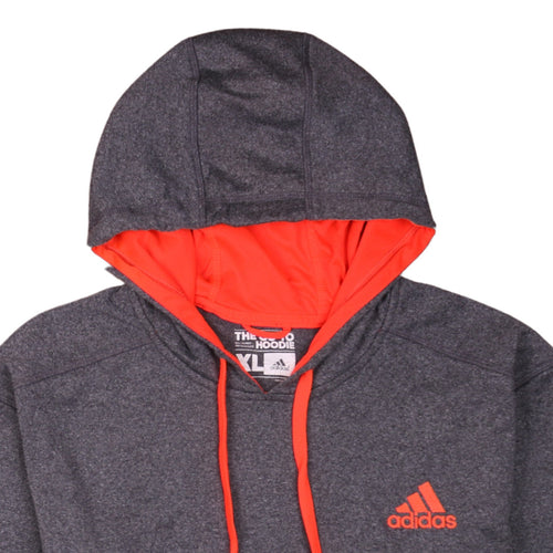 adidas Men's Grey XL Pullover Hoodie with Red Logo and Drawstring