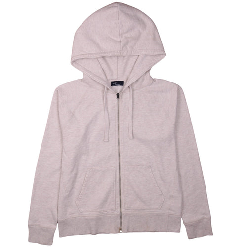 GAP Women Beige Full Zip Hoodie M Cotton Blend Casual Sweatshirt