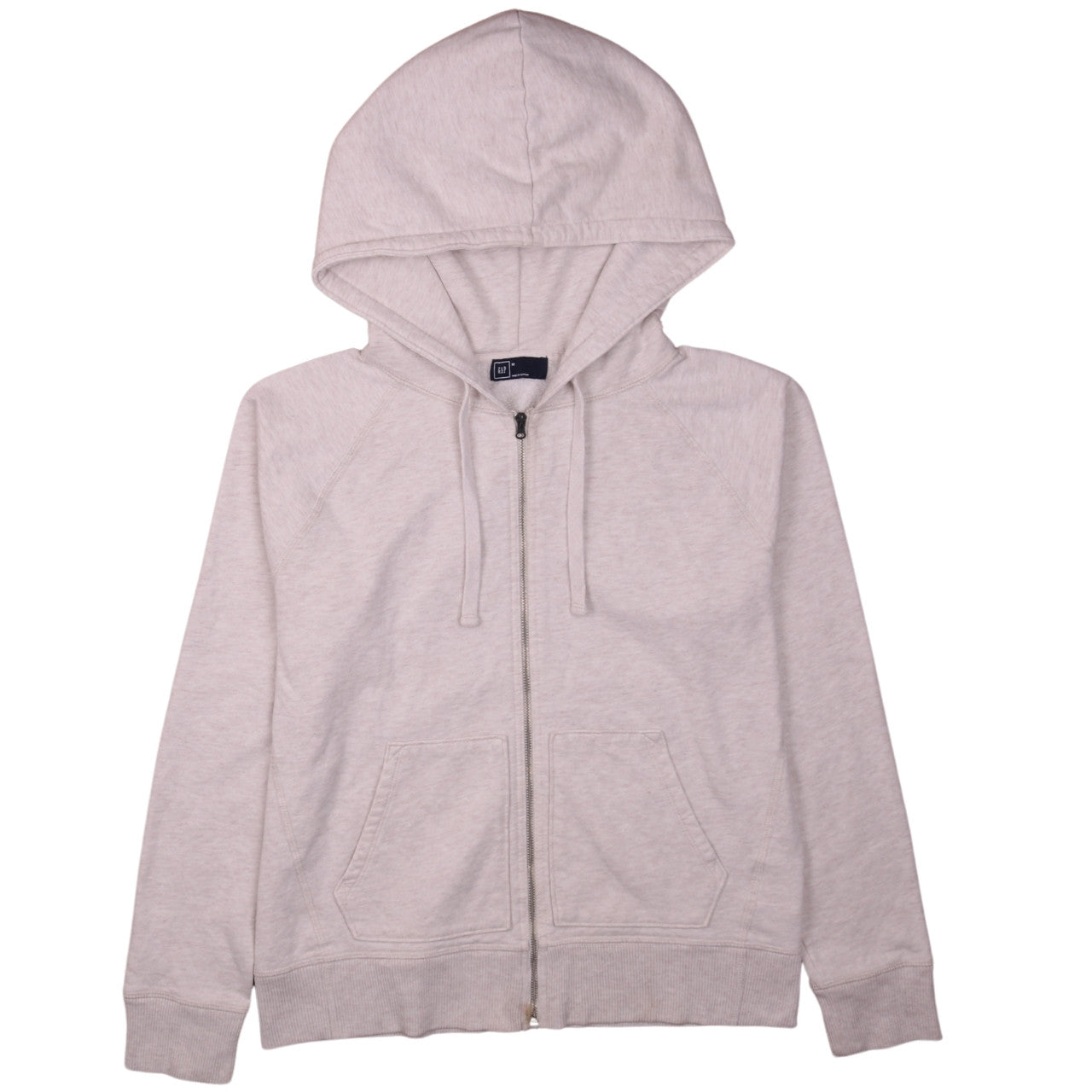 GAP Women Beige Full Zip Hoodie M Cotton Blend Casual Sweatshirt