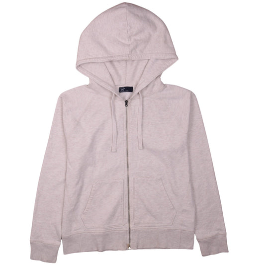 GAP Women Beige Full Zip Hoodie M Cotton Blend Casual Sweatshirt