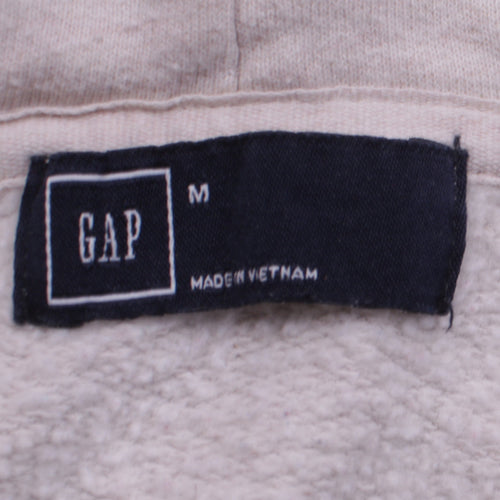 GAP Women Beige Full Zip Hoodie M Cotton Blend Casual Sweatshirt
