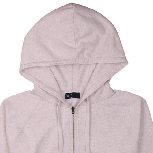 GAP Women Beige Full Zip Hoodie M Cotton Blend Casual Sweatshirt