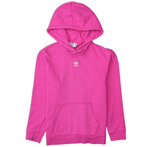 Adidas Womens Pink Trefoil Pullover Hoodie Size 12 Cotton Blend