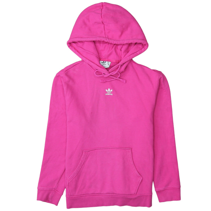 Adidas Womens Pink Trefoil Pullover Hoodie Size 12 Cotton Blend