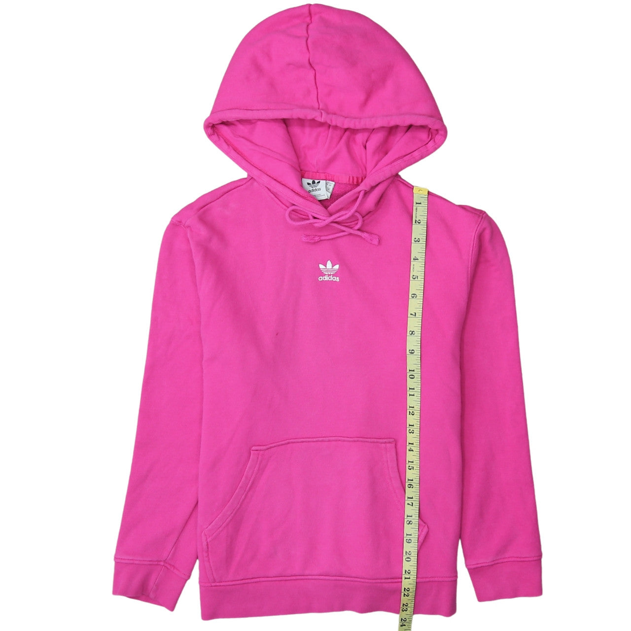 Adidas Womens Pink Trefoil Pullover Hoodie Size 12 Cotton Blend