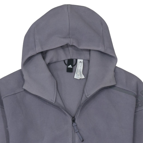 Adidas Men's Grey Full Zip Hoodie Size S Regular Fit Sportswear