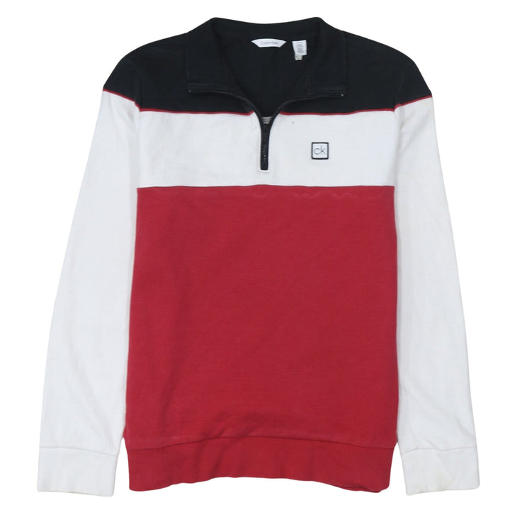 Calvin Klein Men's Multicoloured 1/4 Zip Logo Sweatshirt M