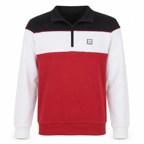 Calvin Klein Men's Multicoloured 1/4 Zip Logo Sweatshirt M