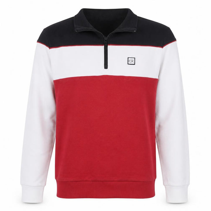 Calvin Klein Men's Multicoloured 1/4 Zip Logo Sweatshirt M