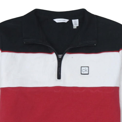 Calvin Klein Men's Multicoloured 1/4 Zip Logo Sweatshirt M