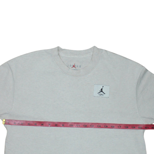 Jordan Men's White Cotton Crew Neck Sports Logo T-Shirt L