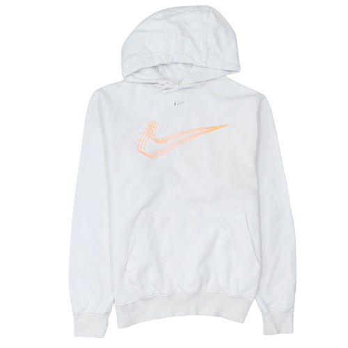 Nike Men’s White Pullover Hoodie Small Graphic Logo Fleece