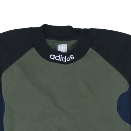 Adidas Men’s Green Crew Neck Logo Sweatshirt Size S Regular Fit