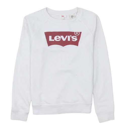 Levi's Men's White Logo Crew Neck Sweatshirt Size S Pullover