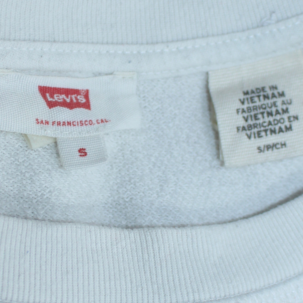 Levi's Men's White Logo Crew Neck Sweatshirt Size S Pullover