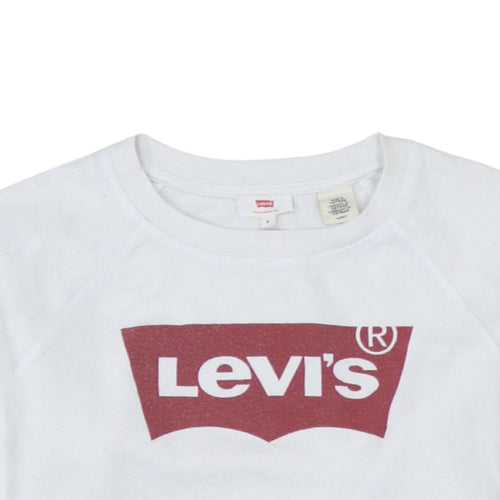 Levi's Men's White Logo Crew Neck Sweatshirt Size S Pullover