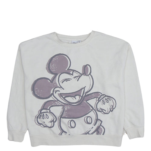 Disney Women White Mickey Mouse Pullover Sweatshirt Size L 14/16