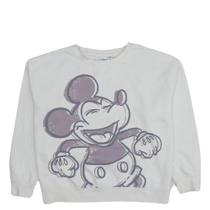 Disney Women White Mickey Mouse Pullover Sweatshirt Size L 14/16