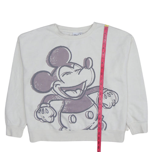 Disney Women White Mickey Mouse Pullover Sweatshirt Size L 14/16