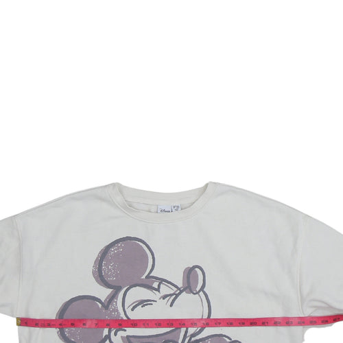 Disney Women White Mickey Mouse Pullover Sweatshirt Size L 14/16