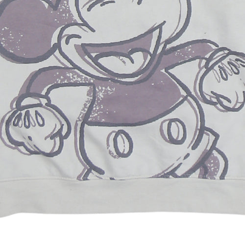 Disney Women White Mickey Mouse Pullover Sweatshirt Size L 14/16