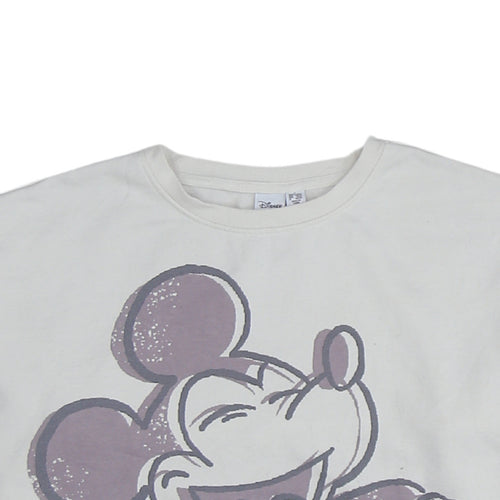 Disney Women White Mickey Mouse Pullover Sweatshirt Size L 14/16