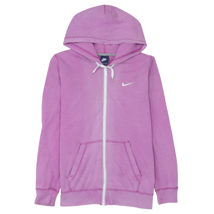 Nike Women Pink Full Zip Hoodie Size M Cotton Blend Logo Sportswear
